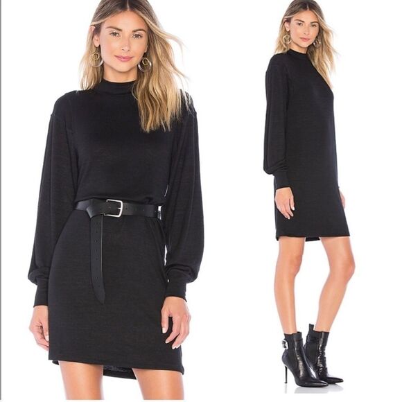 Rag & Bone Black Bigsby Mini Shift‎ Dress Bishop Sleeves Small - Picture 1 of 6